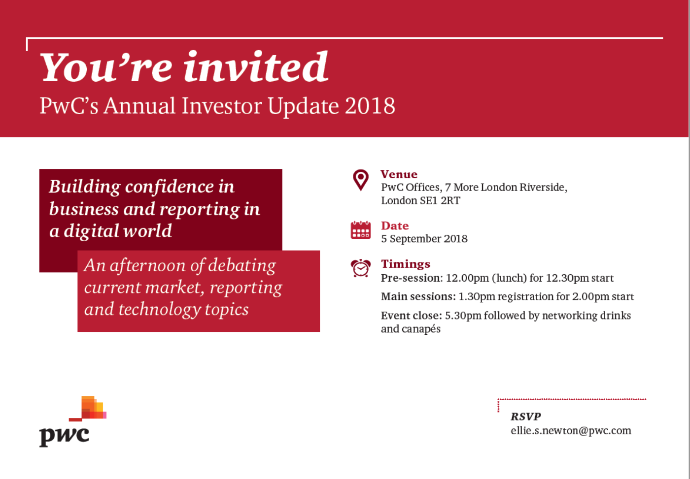 PwC Annual Investor Update, September 2018
