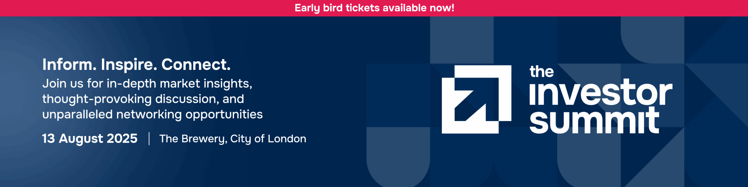 Early bird tickets for Investor Summit 2025. Click to book.